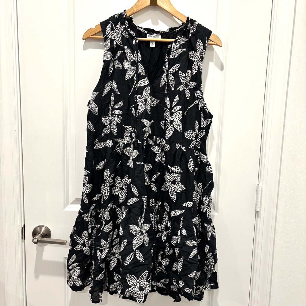 STEVE MADDEN | Black Mini Tiered Dress XL Goth Coquette Spring Break